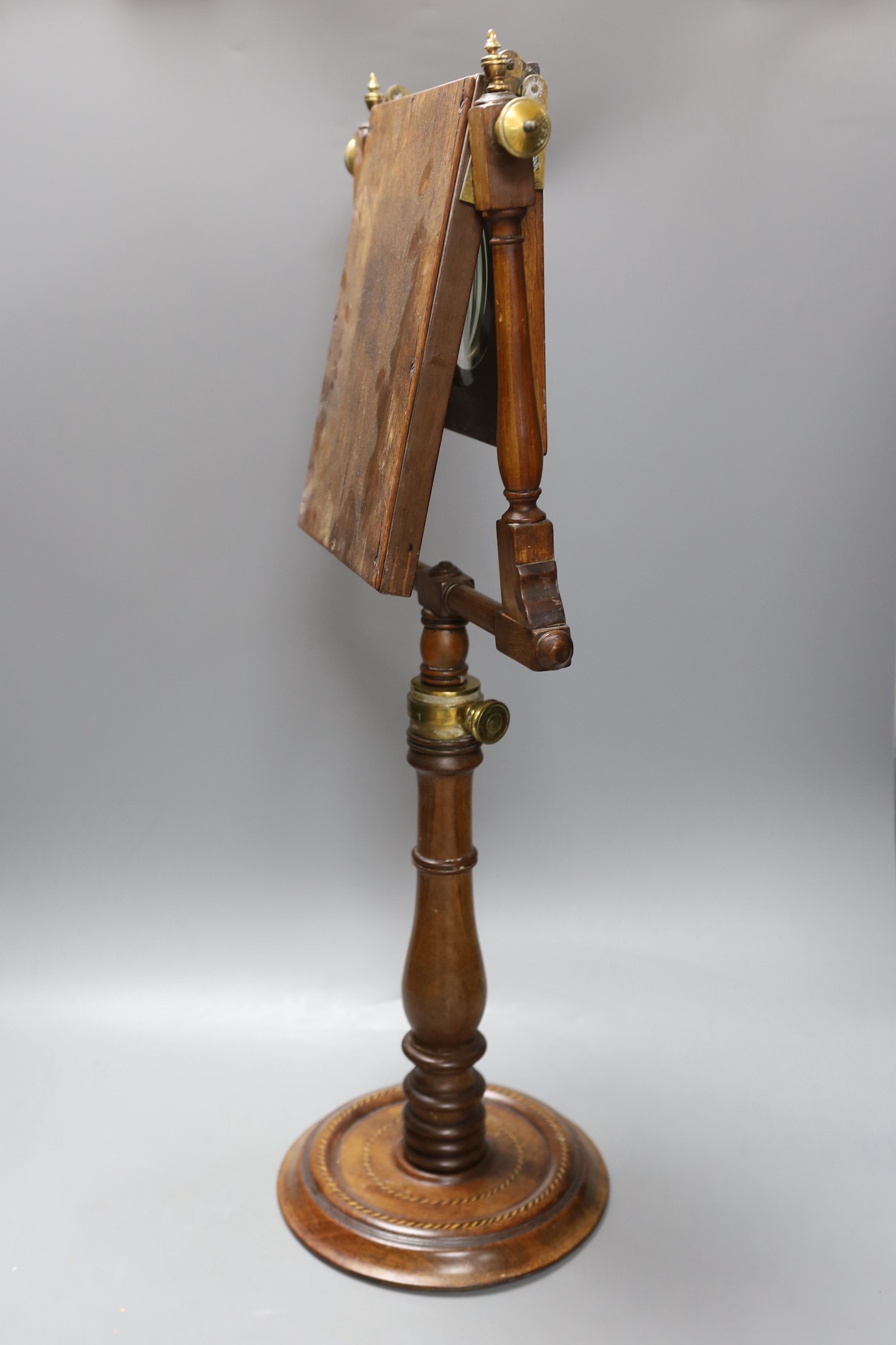 A George III rope twist inlaid mahogany zograscope, 63cm